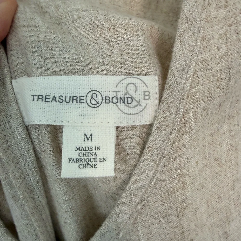 Treasure & Bond Linen-Blend Sleeveless Wide-Leg Jumpsuit in Cream - Picture 7 of 9